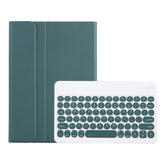 Y0N5 TPU Case Lambskin Texture Round Keycap Bluetooth Keyboard Leather Case with Holder, Y0N5