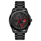 SANDA 1065 3D Hollow Out Wheel Non-rotatable Dial Quartz Watch for Men, Steel Belt, Leather Belt
