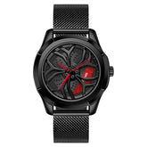 SANDA 1065 3D Hollow Out Wheel Non-rotatable Dial Quartz Watch for Men, Mesh Belt