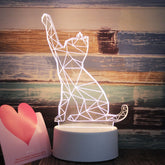White Base Creative 3D Tricolor LED Decorative Night Light, Button Plug Version, Cat, Iorn Tower, I Love You, Plain Sailing, Owl, Jellyfish, Love Balloon Bear, Castle in the Sky, Have You All the Way, Love Bear, Deer, Geometric Horse, Castle, Heart