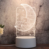 White Base Creative 3D Tricolor LED Decorative Night Light, Button Plug Version, Moon Bear, Ferris Wheel, Guitar, Sailboat, Pug, Diamond Ferris Wheel, Prince, Unicorn, Birthday Cake, Snow Deer 01, Christmas Tree 01, Christmas Deer 01, Globe