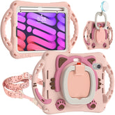 Cute Cat King Kids Shockproof EVA Protective Case with Holder & Shoulder Strap & Handle, For iPad mini 6 / mini 2024, For iPad mini 6