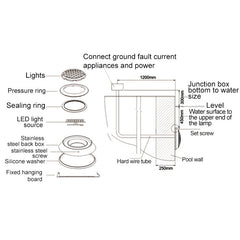 Swimming Pool ABS Wall Lamp LED Underwater Light, 12W, 15W