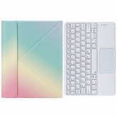 H-097C Touch Bluetooth Keyboard Leather Case with Rear Three-fold Holder, For iPad 9.7 2018 & 2017, For iPad Pro 11 inch 2021 & 2020 & 2018 / Air 2020 10.9