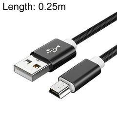 5 PCS Mini USB to USB A Woven Data / Charge Cable for MP3, Camera, Car DVR, 0.25m, 1m, 1.5m, 2m