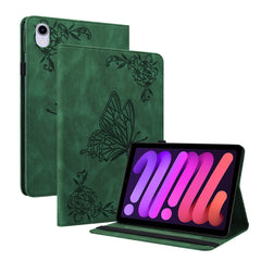 Butterfly Flower Embossed Leather Tablet Case, For iPad mini 2024 / mini 6, For iPad mini 2019 / 4 / 3 / 2 / 1