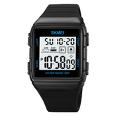 SKMEI 1960 Stainless Steel Buckle Silicone Strap Waterproof Electronic Watch, 1960 Blue, 1960 Black Gold, 1960 Black and White Machine, 1960 Black and Black Machine