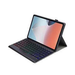 OP12-BS Lambskin Texture Ultra-thin Bluetooth Keyboard Leather Case with Backlight, OP12-BS
