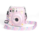 Crystal Hard Acrylic Camera Case with Shoulder Strap, For FUJIFILM instax mini 12(DIY Pink Graffiti), For FUJIFILM instax mini 12(DIY Blue Cat), For FUJIFILM instax mini 12(DIY Purple Daisies), For FUJIFILM instax mini 12(DIY Green Flowers)