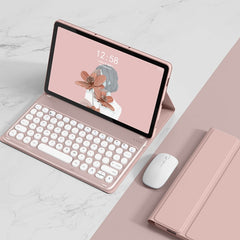 YM-LX106 Round Key Detachable Bluetooth Tablet Keyboard Leather Case with Mouse, YM-LX106 with Mouse