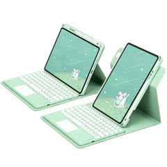Round Button 360 Degree Rotatable Bluetooth Keyboard Leather Case with Touchpad, For iPad 10th Gen 10.9 2022, For iPad Air 2022 / iPad Pro 11 2021