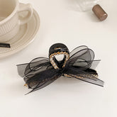 French Style Hairpin Gripper Mesh Lace Bowknot Rhinestone Hairpin