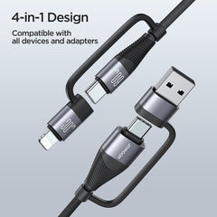 JOYROOM SA37-2T2 60W Multi-Function Series 4 in 1 Fast Charging Data Cable, SA37-2T2