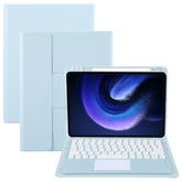 Round Button Bluetooth Keyboard Rotatable Holder Leather Case with Touchpad, Round Button Touchpad