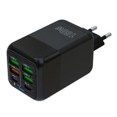 150W 4 x USB + 2 x USB-C / Type-C Multi-port Fast Charger, EU Plug, US Plug, UK Plug