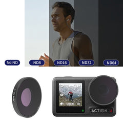 For DJI Osmo Action 4 JUNESTAR Threaded Camera Lens Filter, MCUV, CPL, ND8, ND16, ND32, ND64, ND1000, ND8PL, ND16PL, ND32PL, ND64PL, NIGHT, STAR, Streak Gold Drawing, Streak Blue Drawing, Macro 15X