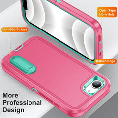 Rugged PC + Silicone Phone Case with Holder, For iPhone 17e / 16e