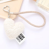 Imitation Wool Plush Heart Keychain Mobile Phone Wrist Lanyard