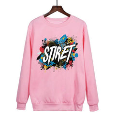 Alphabet Printed Casual Loose Round Neck Sweatshirt Print On Your Demand, POD Sweatshirt, S