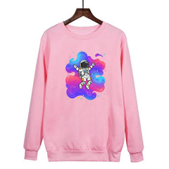 Astronaut Printed Casual Loose Round Neck Sweatshirt Print On Your Demand, M