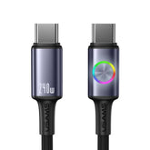 USAMS SJ751 240W Type-C to Type-C Aluminum Alloy Data Cable with Colorful Light, Length: 1.2m, SJ751USB01, SJ751USB02