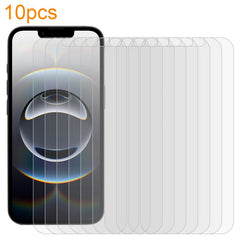 10pcs xDfind 0.26mm 9H 2.5D Middle Aluminum Tempered Glass Film, For iPhone 17e / 16e / 13 / 13 Pro, For iPhone 16 Pro Max, For iPhone 16 Pro, For iPhone 16 Plus, For iPhone 16, For iPhone 15 Plus / 15 Pro Max, For iPhone 15 / 15 Pro, For iPhone 14 Plu...