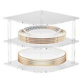 YX165 Acrylic 3 Tier Corner Plates and Bowls Organizer Shelf, YX165