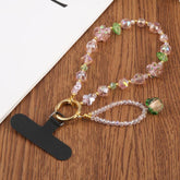 Flowers Fruits Bead Chain Universal Phone Anti-lost Crystal Beads Charm Strap, Flowers Fruits(Pink)