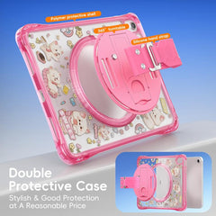 DIY Pattern Rotation Grip Holder Clear PC Hydric TPU Tablet Case with Shoulder Strap, For iPad 2025 / 2022, For iPad mini 2024 / mini 6