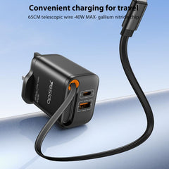 Yesido YC145 40W Fast Charger with Telescopic Type-C Cable, YC145