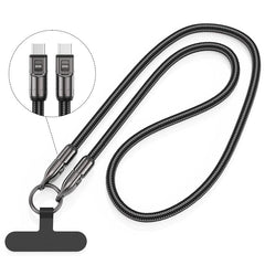 120cm 240W Type-C to Type-C Data Charging Cable Crossbody Phone Lanyard, 120cm