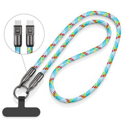 120cm 240W Type-C to Type-C Data Charging Cable Crossbody Phone Lanyard, 120cm