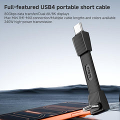 67mm 240W 8K 80Gbps Type-C to Type-C For Thunderbolt 4 Full Function Data Cable, Type-C to Type-C 80Gbps
