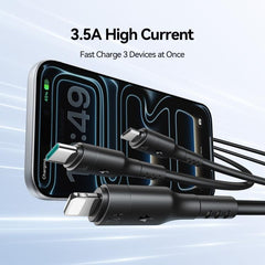 JOYROOM A61 OmniGo Series 3.5A USB-C / Type-C to 8 Pin + USB-C / Type-C, Micro USB 3 in 1 Charging Cable, 1.2m