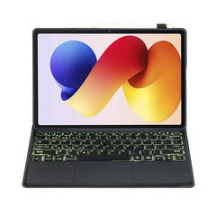 A0N19-AS Ultra-thin Detachable Backlight Bluetooth Keyboard Vegan Leather Tablet Case with Touchpad, For Redmi Pad 2 Pro / Poco Pad M1