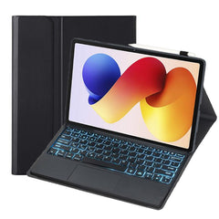 A0N19-AS Ultra-thin Detachable Backlight Bluetooth Keyboard Vegan Leather Tablet Case with Touchpad, For Redmi Pad 2 Pro / Poco Pad M1