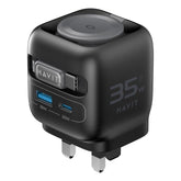 Havit UC250 35W 3 in 1 GaN Travel Charger with Type-C Retractable Cable, UC250(UK Plug)