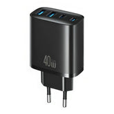 USAMS T70 CC330 40W Dual USB-A and Dual USB-C / Type-C 4-Port GaN Fast Charger, EU Plug