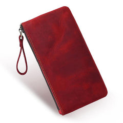 Vintage Genuine Leather Large Capacity Clutch Bag Phone Organizer Wallet Pen Case