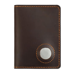Vintage Genuine Leather Passport Holder Card Bag with Tracker Slot