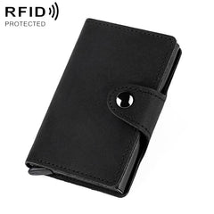 KB256 Retro Crazy Horse Leather RFID Automatic Aluminum Box Card Bag