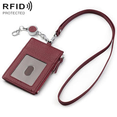 KB175 Easy-pull Buckle Lanyard RFID Document Genuine Leather Card Bag