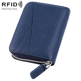 KB23 RFID Accordion Multi-card Slot Genuine Leather Zipper Card Bag