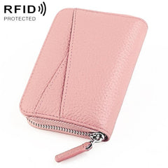 KB23 RFID Accordion Multi-card Slot Genuine Leather Zipper Card Bag