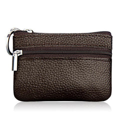 Genuine Leather Zipper Key Coin Purse
