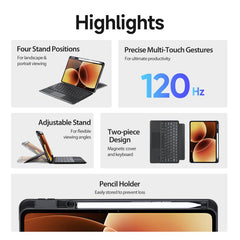 DUX DUCIS DK Series Backlight Magnetic Wireless Keyboard Vegan Leather Tablet Case, For Xiaomi Pad 8 / 8 Pro / 7 / 7 Pro