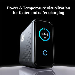 P3 148W USB-A and USB-C / Type-C Quad-Port AI Smart Display GaN Fast Charger, US Plug, EU Plug