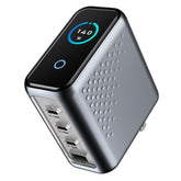 P3 148W USB-A and USB-C / Type-C Quad-Port AI Smart Display GaN Fast Charger, US Plug, EU Plug