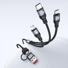 Yesido CA203 4 in 1 USB and Type-C to Type-C, 8 Pin, Micro USB 12W Multi-functional Charging Cable, Length: 1.2m