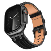 Denim Stitching Vegan Leather Watch Band, For Apple Watch 46mm / 49mm / 45mm / 44mm